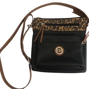 Kim Rogers Black Leopard Print Cross Body Purse Handbag